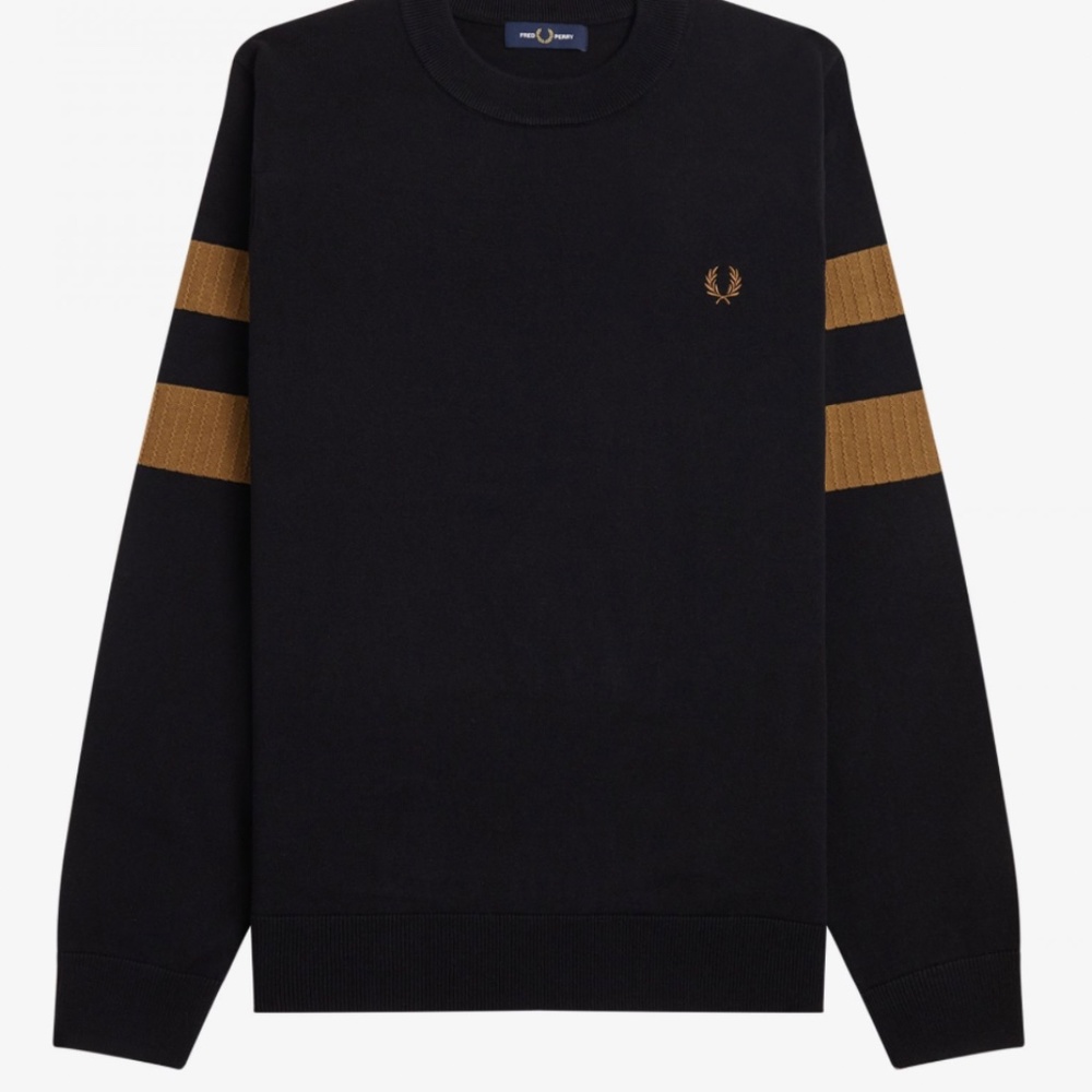 Fred Perry K4533 Black/Tan Sweater - Size Sml - MSRP $175 - BNWT - SAVE $125.00 - Picture 3 of 5